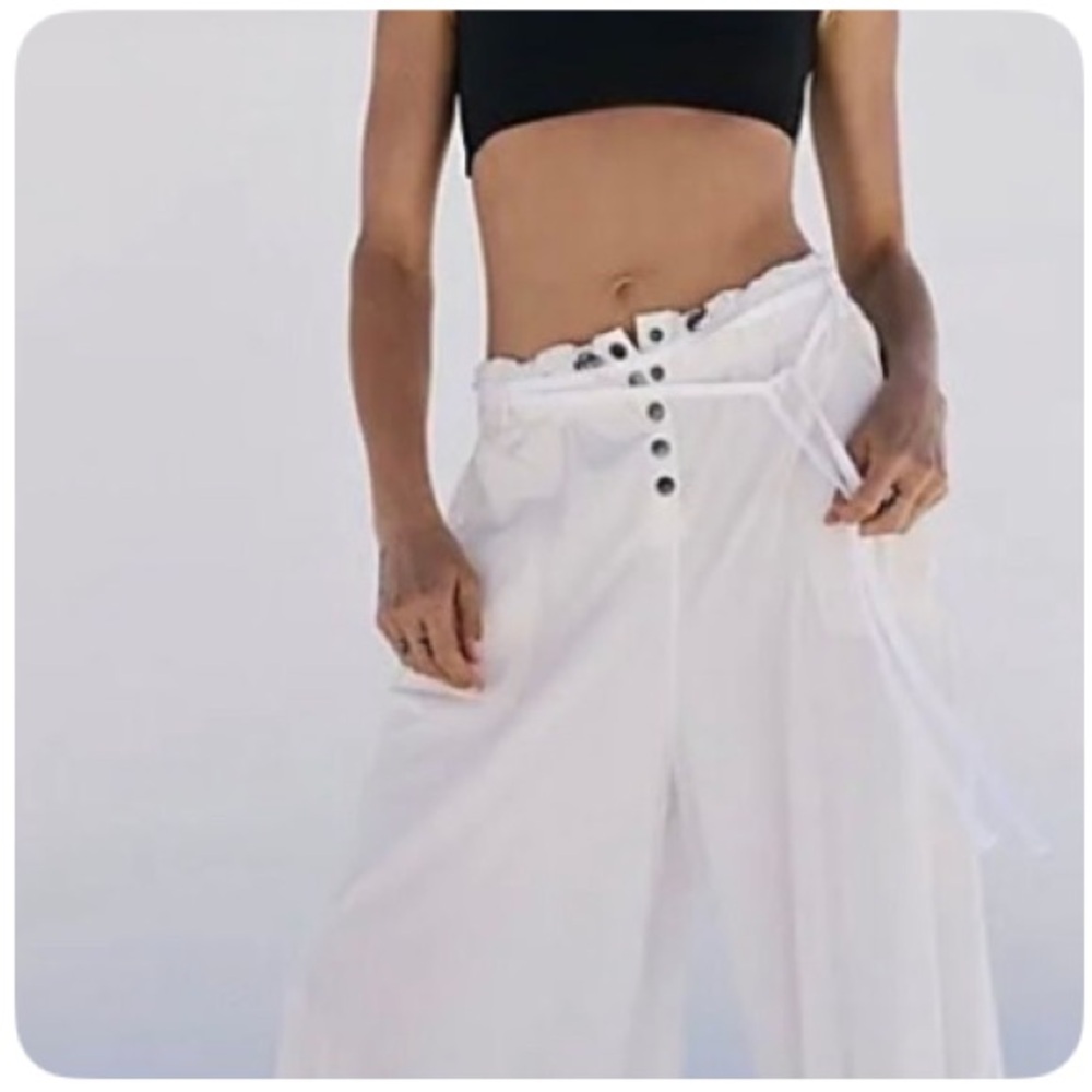 Free People Movement Wide Leg White Lightweight Drawstring Pants Size XL